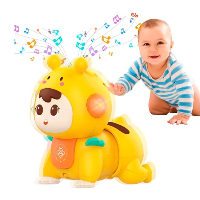 Huanger Brainstorming Bee Crawling Baby Doll With Light - Yellow
