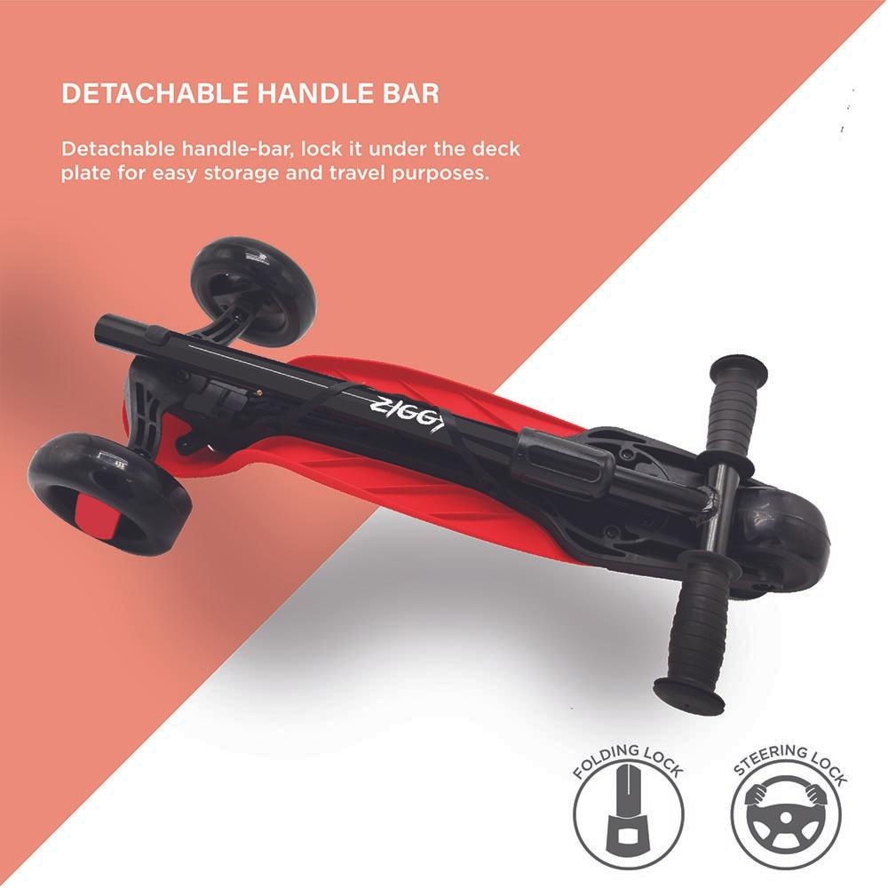 Ziggy 3 Wheel Tilt Scooter With LED Light - Red