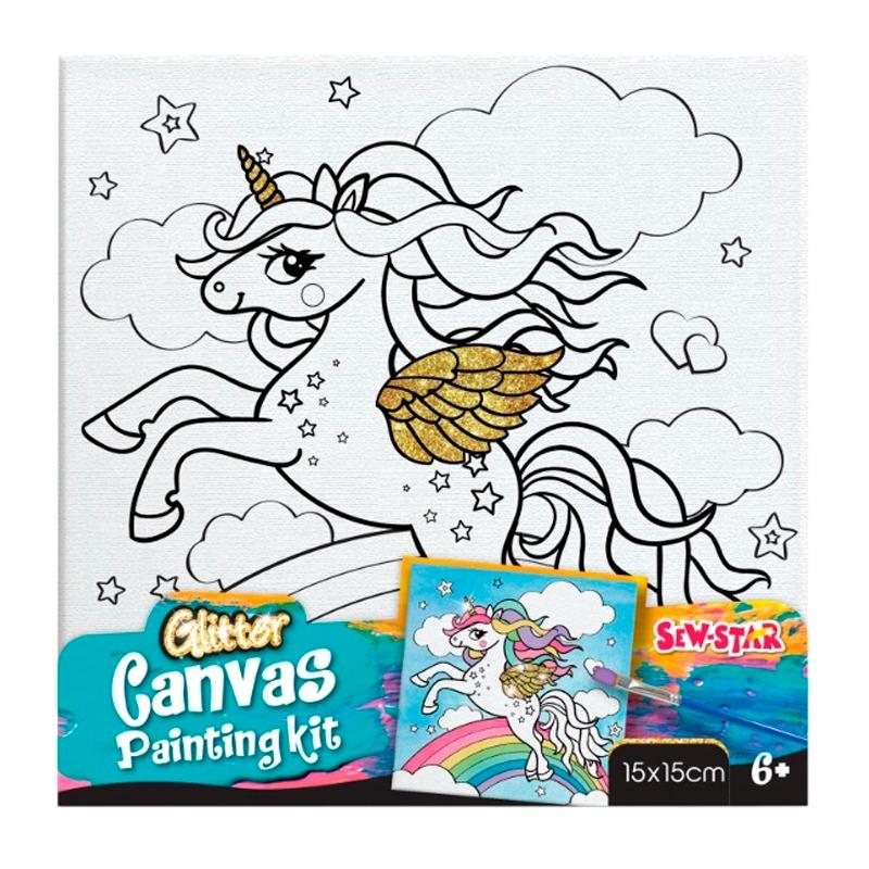 Sew Star Glitter Canvas Painting Kit - Unicorn