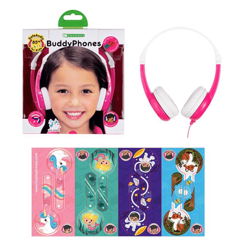 BuddyPhones - Connect On-Ear Wired Headphones - Pink