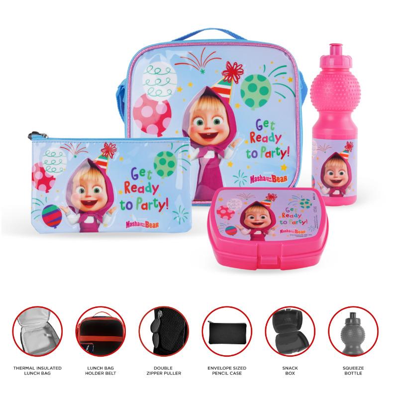 Masha and the Bear 5 in 1 Trolley School Bag Set