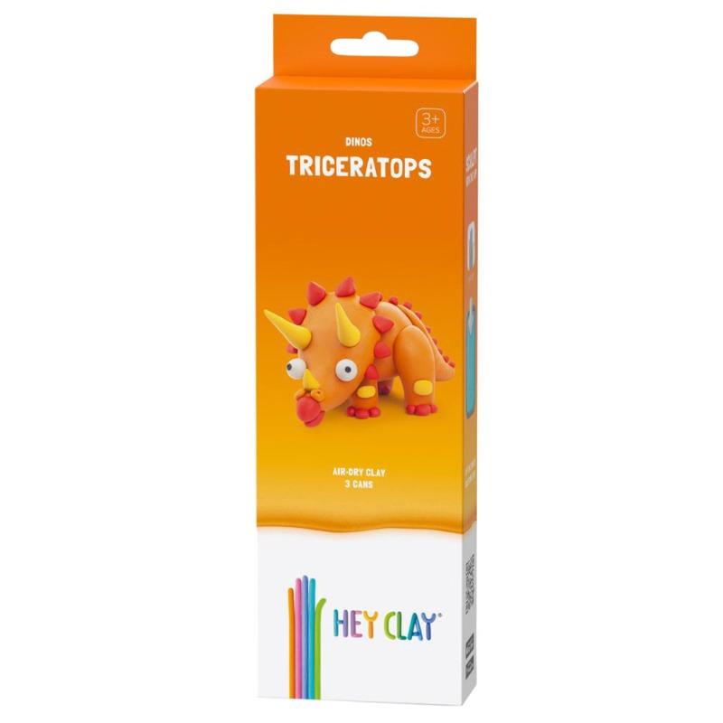 Hey Clay DIY Triceratops Plastic Modelling Air Dry Clay Kit - 3pcs