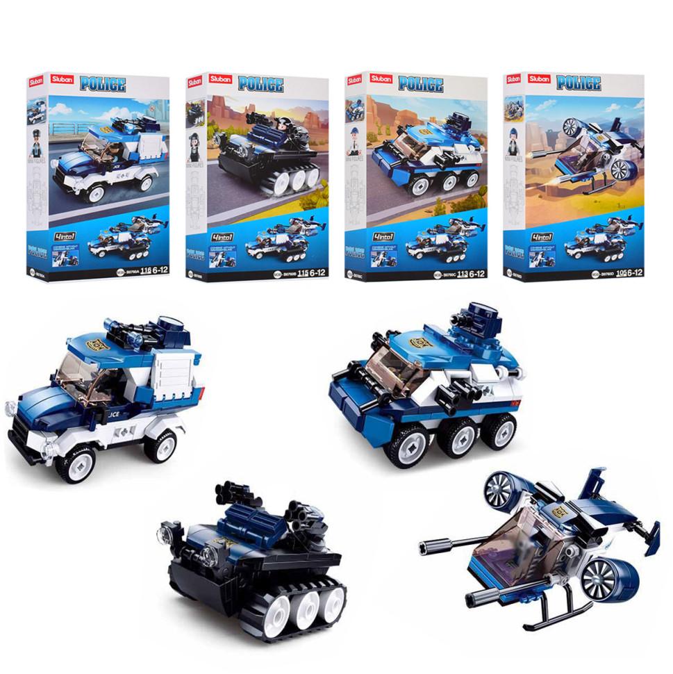 Sluban Police Vehicles Collection 4Into1 Building Kit