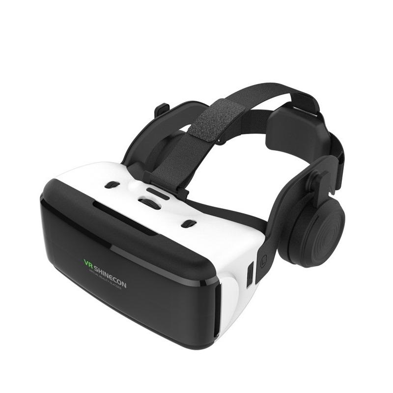 Vr Shinecon 3D Glasses Headset with Headphone - Black & White