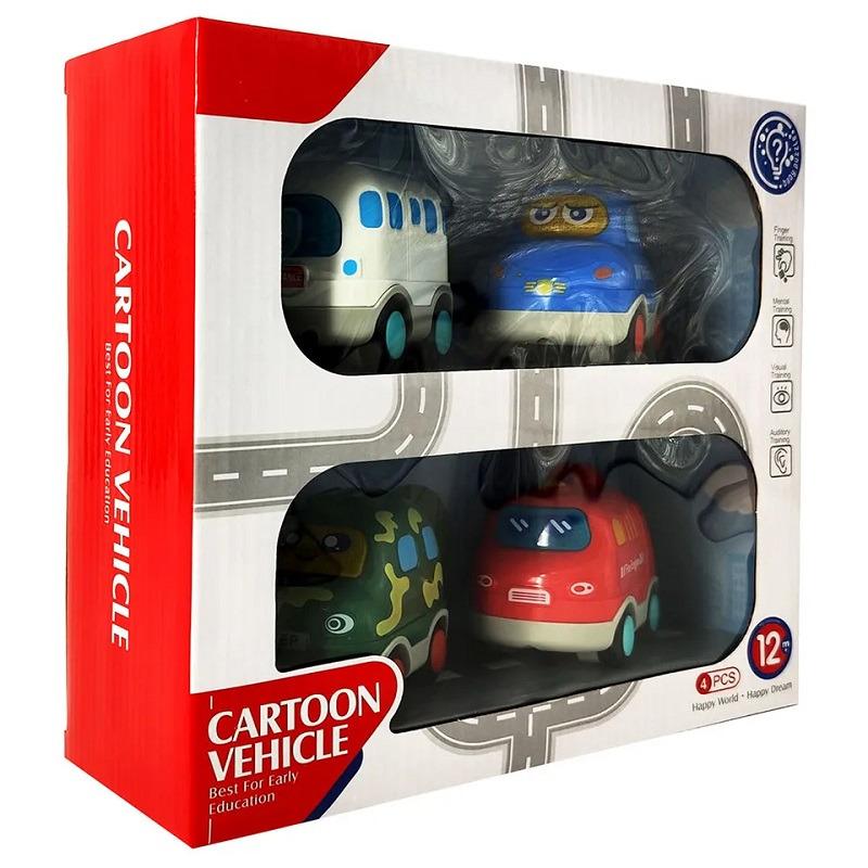 Play And Learn Infant Soft Vehicle 4 Pcs - Assorted