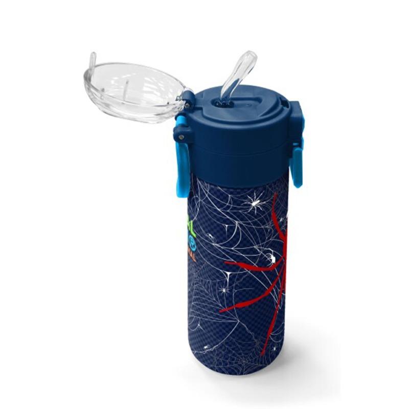 كورال هاي ترموس ستانلس ستيل للأطفال - تصميم سبايدر باللون الأزرق الداكن والأحمر - سعة 500 مل