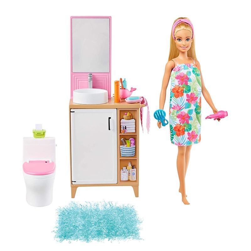 باربي - مجموعة الاستحمام مع دمية