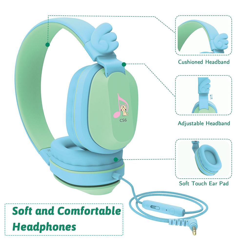 Riwbox Foldable Wired Headphones Blue Green