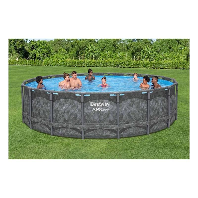 بيست واي - مجموعة حمام سباحة دائري 6.71 متر × 1.32 متر - رمادي