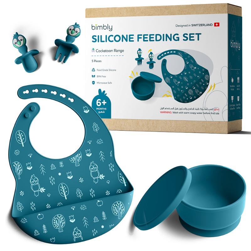 بيمبلي - مجموعة ادوات مائدة سيليكون 5 في 1 لون أزرق داكن
