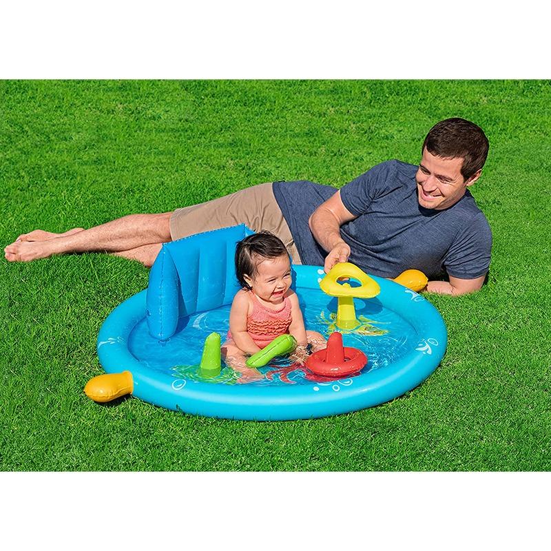 Bestway Splash Pad Kids Water Pool with Backrest and Sunshade