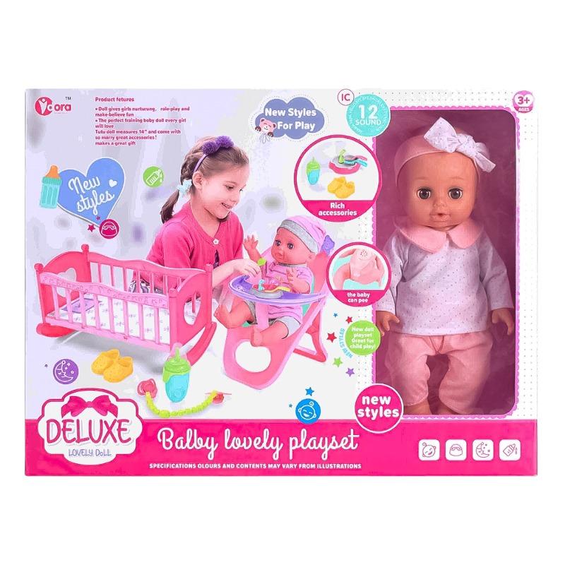 فيدورا - مجموعة دمية لعب الأدوار مع الملحقات بيجاما وردي