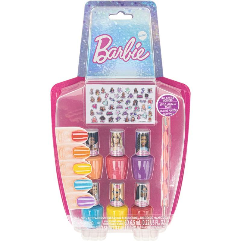 مجموعة طلاء أظافر باربي 6 قطع مع إكسسوارات الأطفال