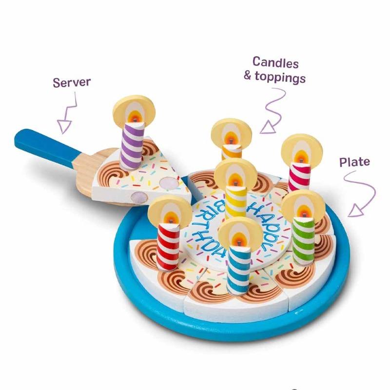 Melissa & Doug Wooden Birthday Cake Play Set - Pretend Party Toy