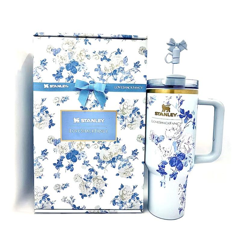 The Stanley X LoveShackFancy Holiday Quencher | 40 OZ Blue Rose