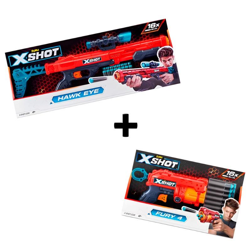 Bundle X-Shot Excel Hawk Eye Shooter Gun + Excel Fury Foam Dart Blaster