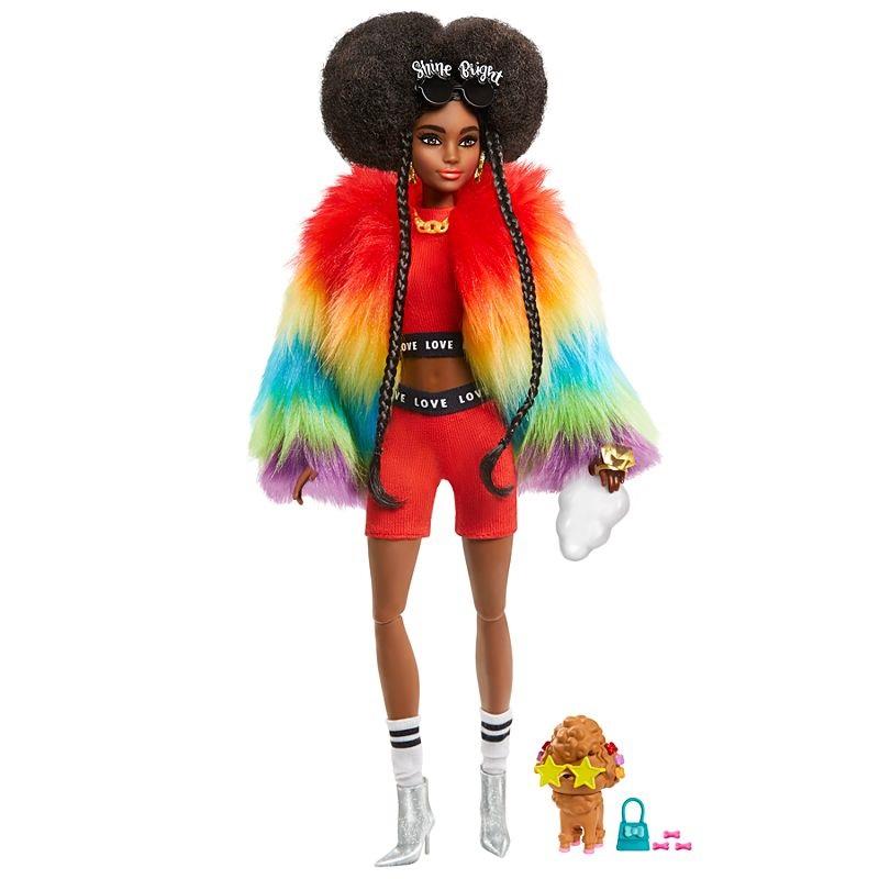 Barbie Fashionistas Extra Doll With Rainbow Coat