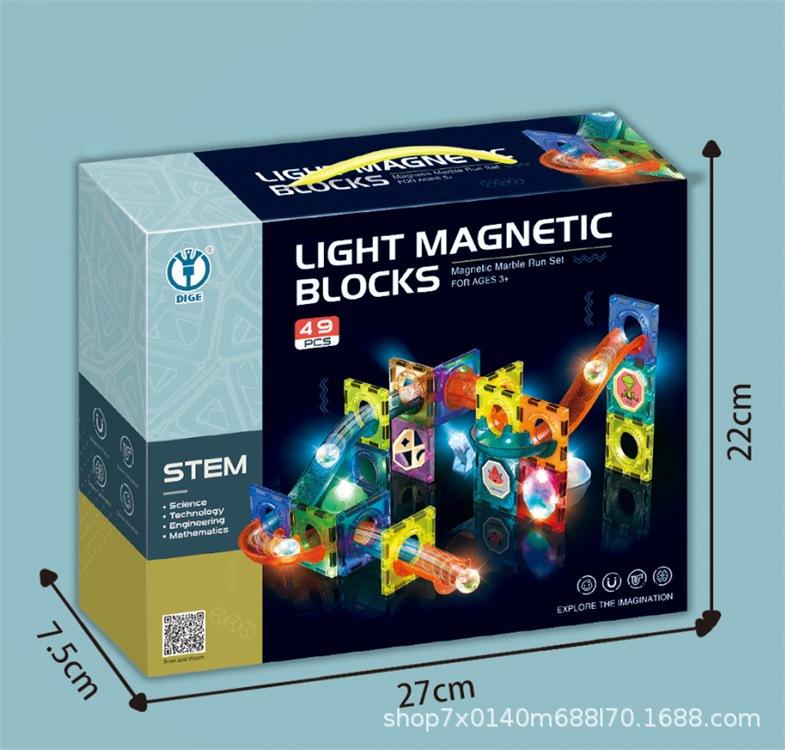 كتل بناء مسار الكرة المغناطيسي المضيئ - 49 قطعة