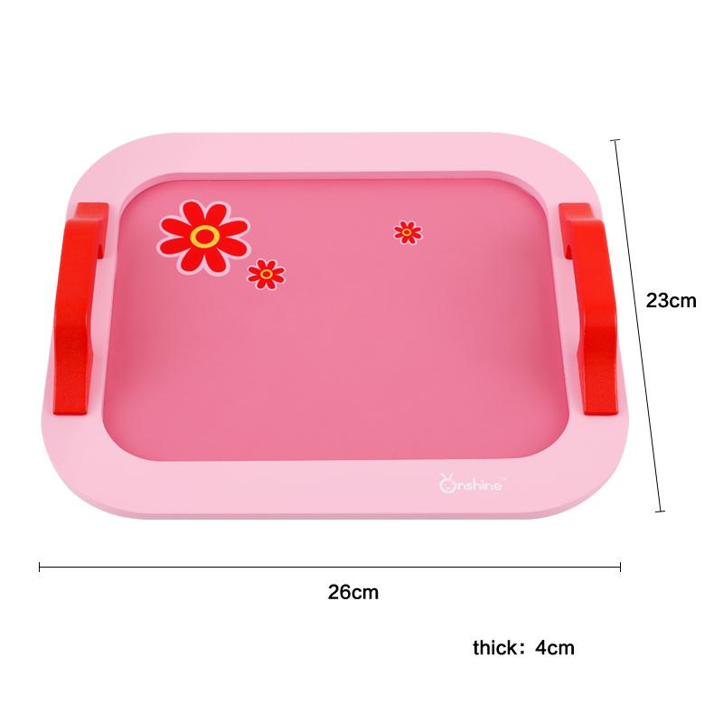 مجموعة طقم الشاي الخشبي - وردي