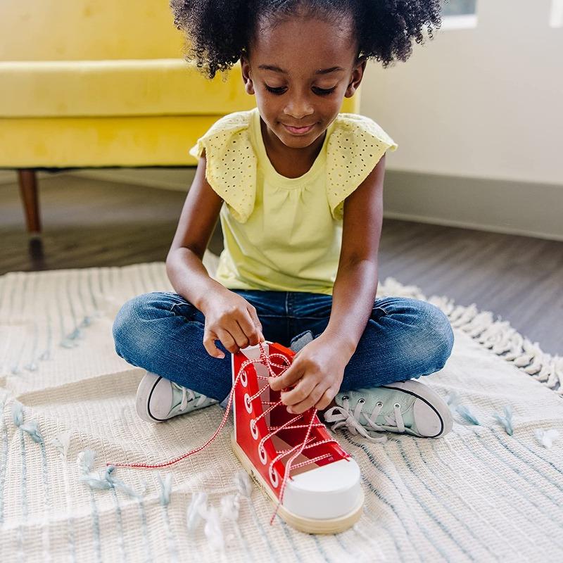 Melissa And Doug Deluxe Wood Lacing Sneaker - Learn to Tie a Shoe