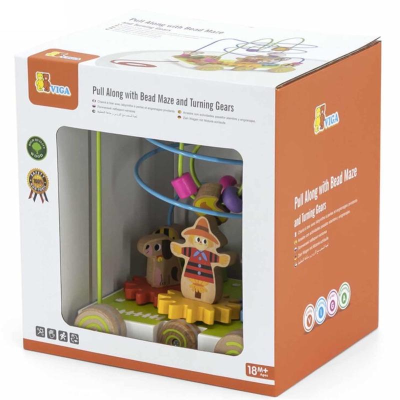 VIGA Pull Along with Bead Maze and Turning Gears
