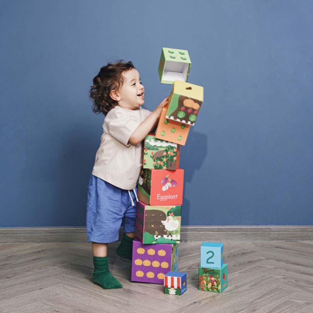كلاسيك وورلد - مكعبات التكديس بتصميم خضراوات وأرقام