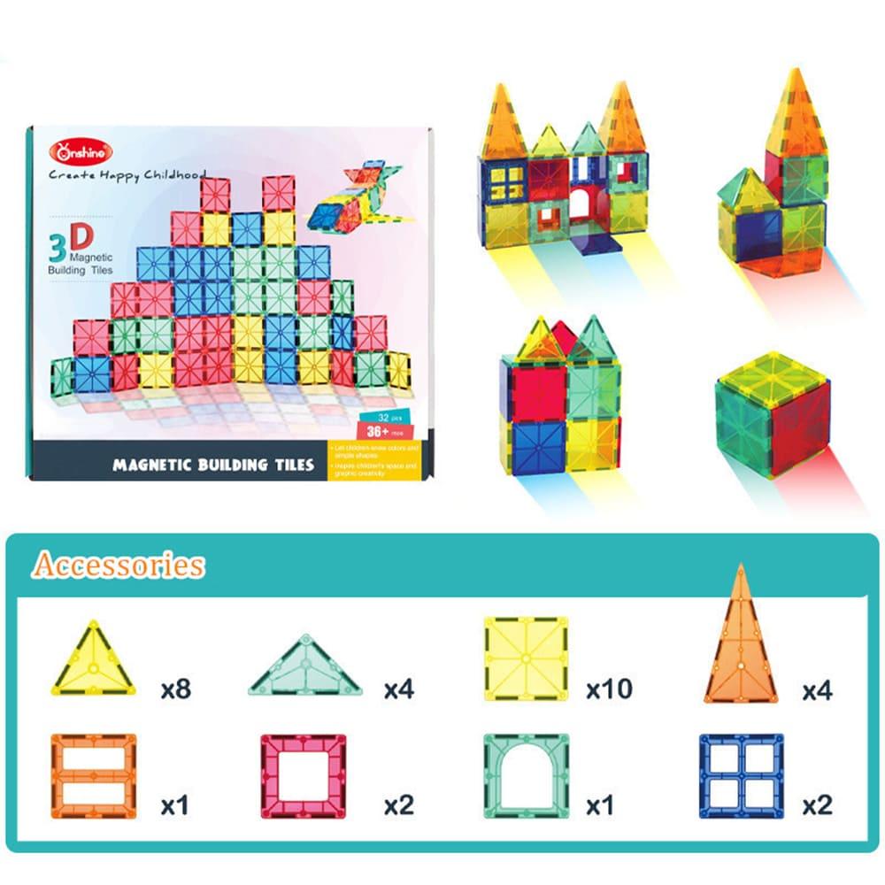 أون شاين - كتل البناء المغناطيسى ثلاثية الأبعاد - 32 قطعة