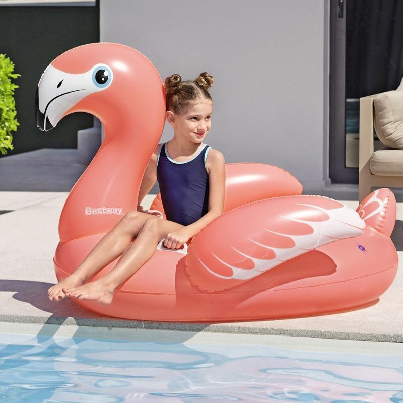 بيست واي - وسادة مائية بتصميم طائر الفلامنجو 128 × 110 × 87 سم