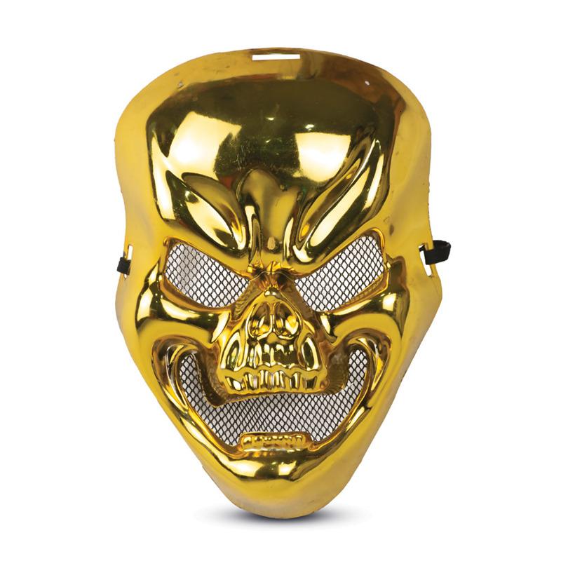 ماد تويز - قناع جمجمة ذهبي معدني مخيف، إكسسوارات أزياء الهالوين