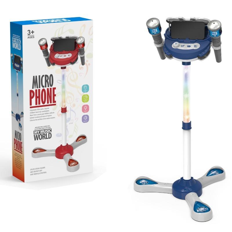 مايكروفون كاريوكي مزدوج مع تأثيرات ضوئية وموسيقية