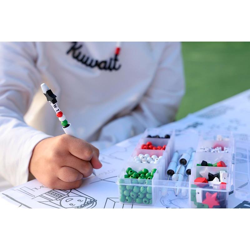 Twinsco Pens With Beads - Colors Of The Kuwait Flag