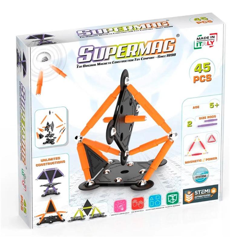 Supermag Projects Magnetic Building Blocks - 45 Pcs