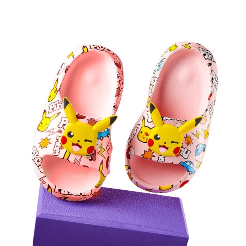 Cheerful Mario Pikachu Transfer Slippers Pink