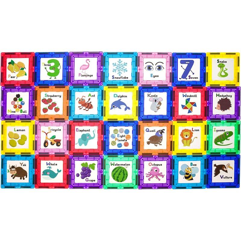 مجموعة البلاط المغناطيسي مع التروس الإبداعية ٥٦ قطعة