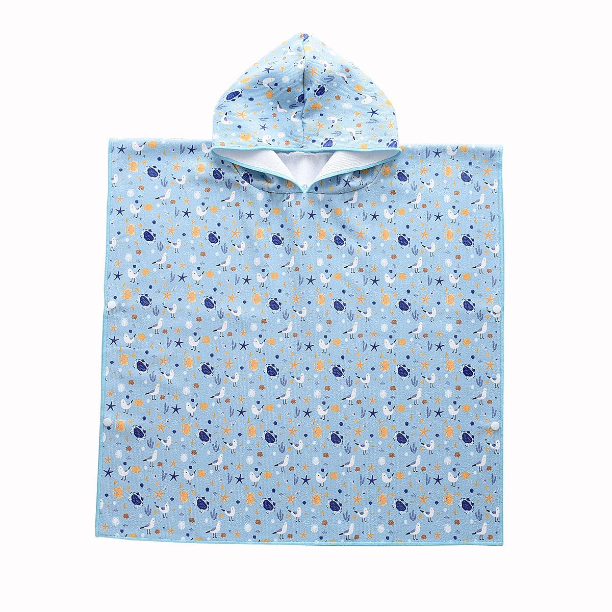 Seashell - Kids Beach Towel Birds Blue