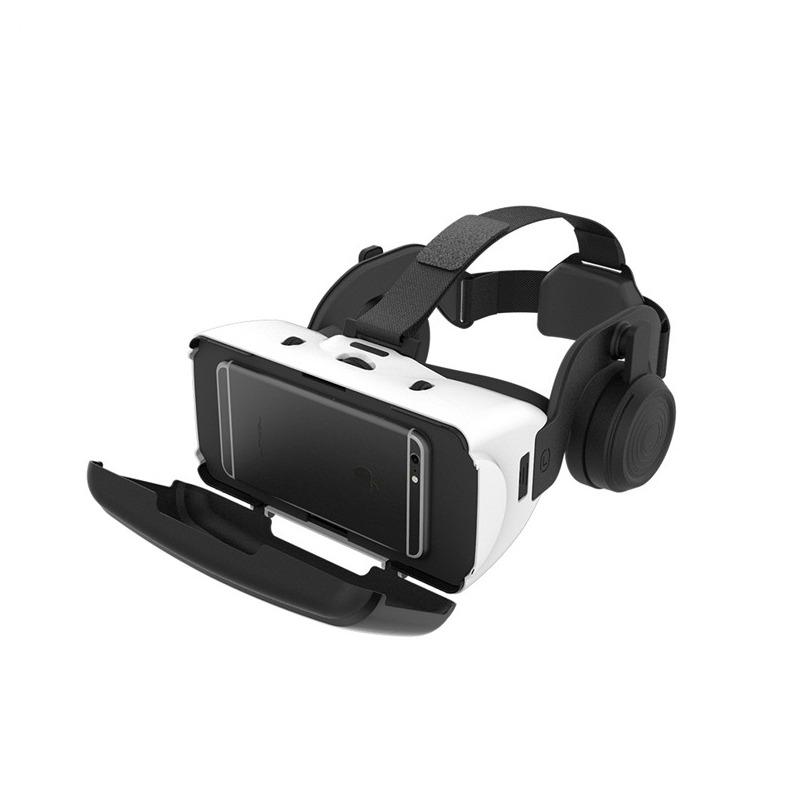 Vr Shinecon 3D Glasses Headset with Headphone - Black & White