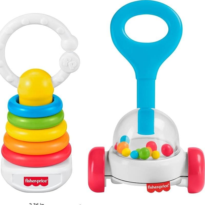 Fisher-Price Newborn Classics 2-Pack Rattle & Teether Set – Sensory Development Toys