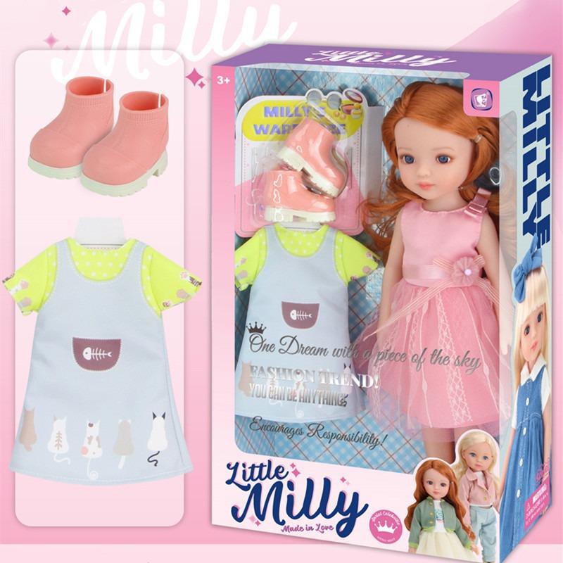 ليتل ميلي - دمية ليتل ميلي مع فستان بتصميم القطط مقاس 14 انش