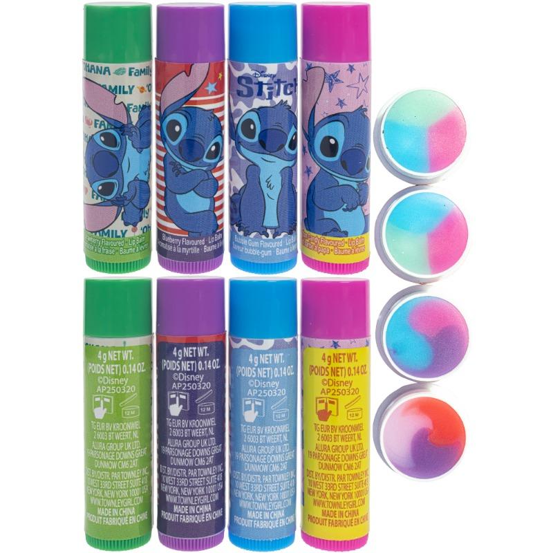 Townley Girl Disney Stitch – 4 Pack Lip Balm with Shaped Tin