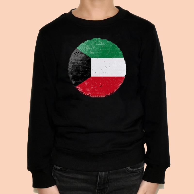 Kuwait Flag Black Sequins Sweater