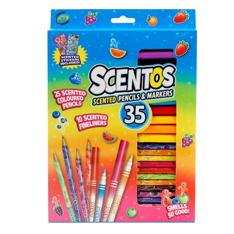 Scentos 35 Fine Line Markers And Colouring Pencils