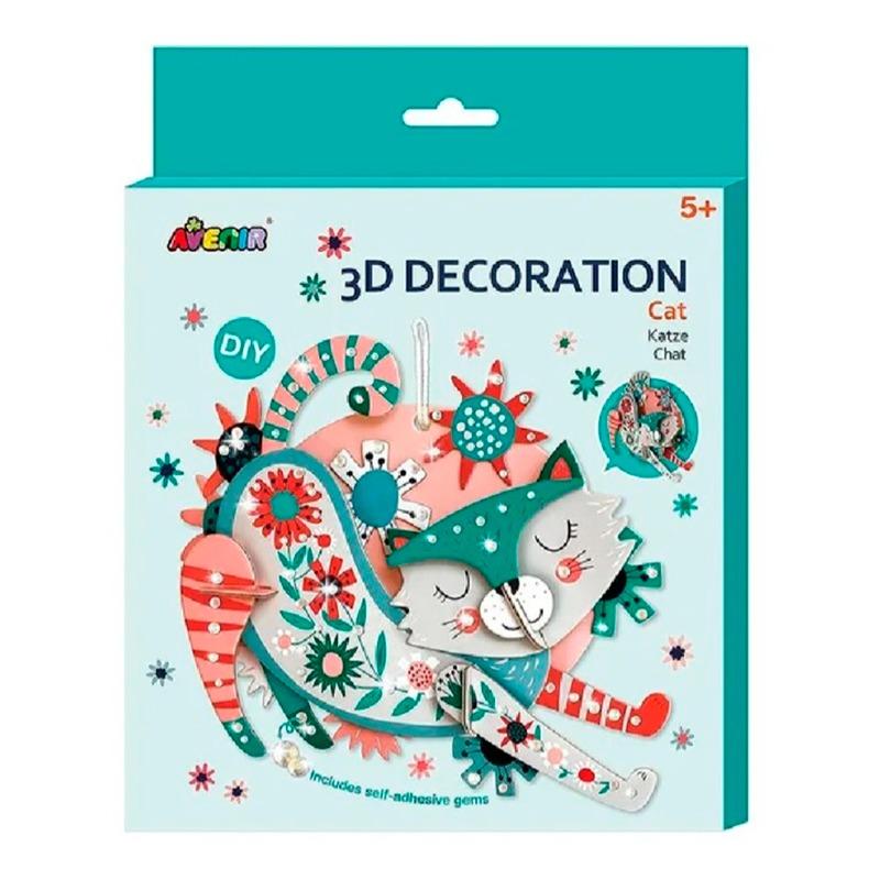 أفينير - مجموعة ديكورات ثلاثية الأبعاد القطة