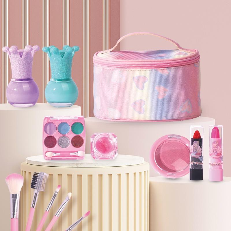 مجموعة مستحضرات التجميل مع حقيبة - وردي