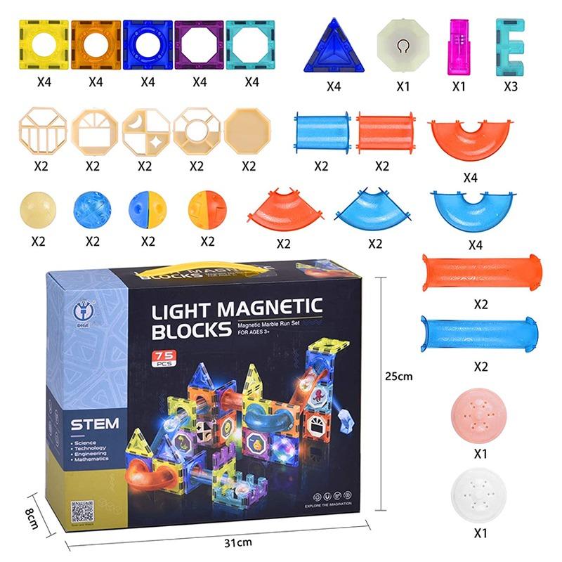 Magnetic Light Ball Track Building Blocks - 75 Pcs