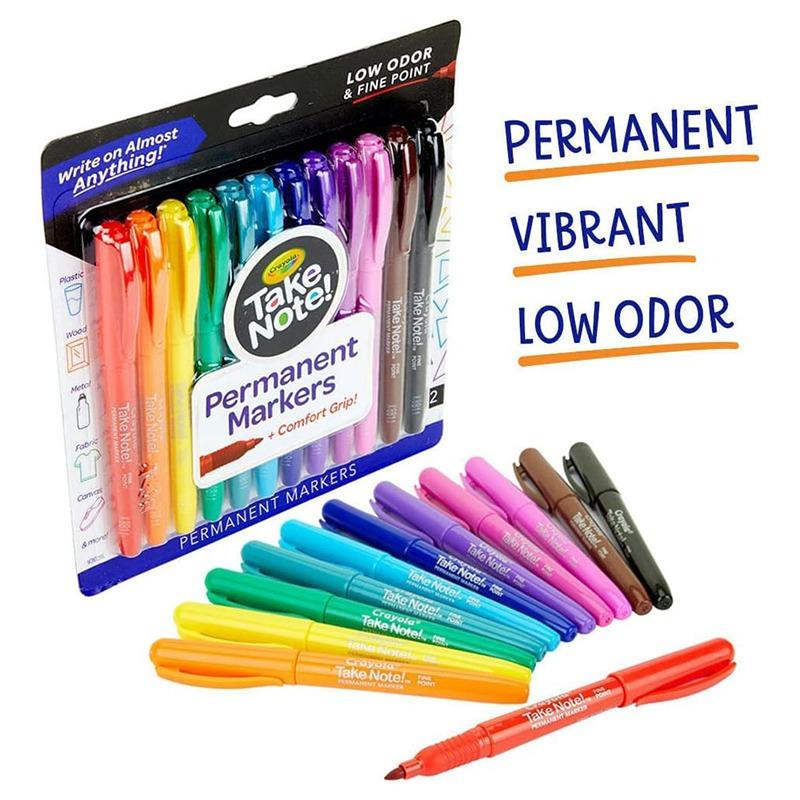 Crayola Take Note Permanent Markers -12 Colors