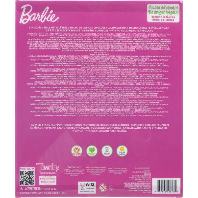 مجموعة ملمعات الشفاه باربي مع حامل أكريليك للأطفال