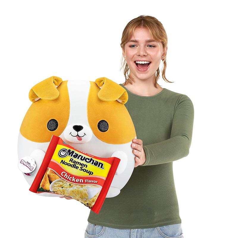 Snackles Medium - Corgi Holding Plush Maruchan Noodle Soup