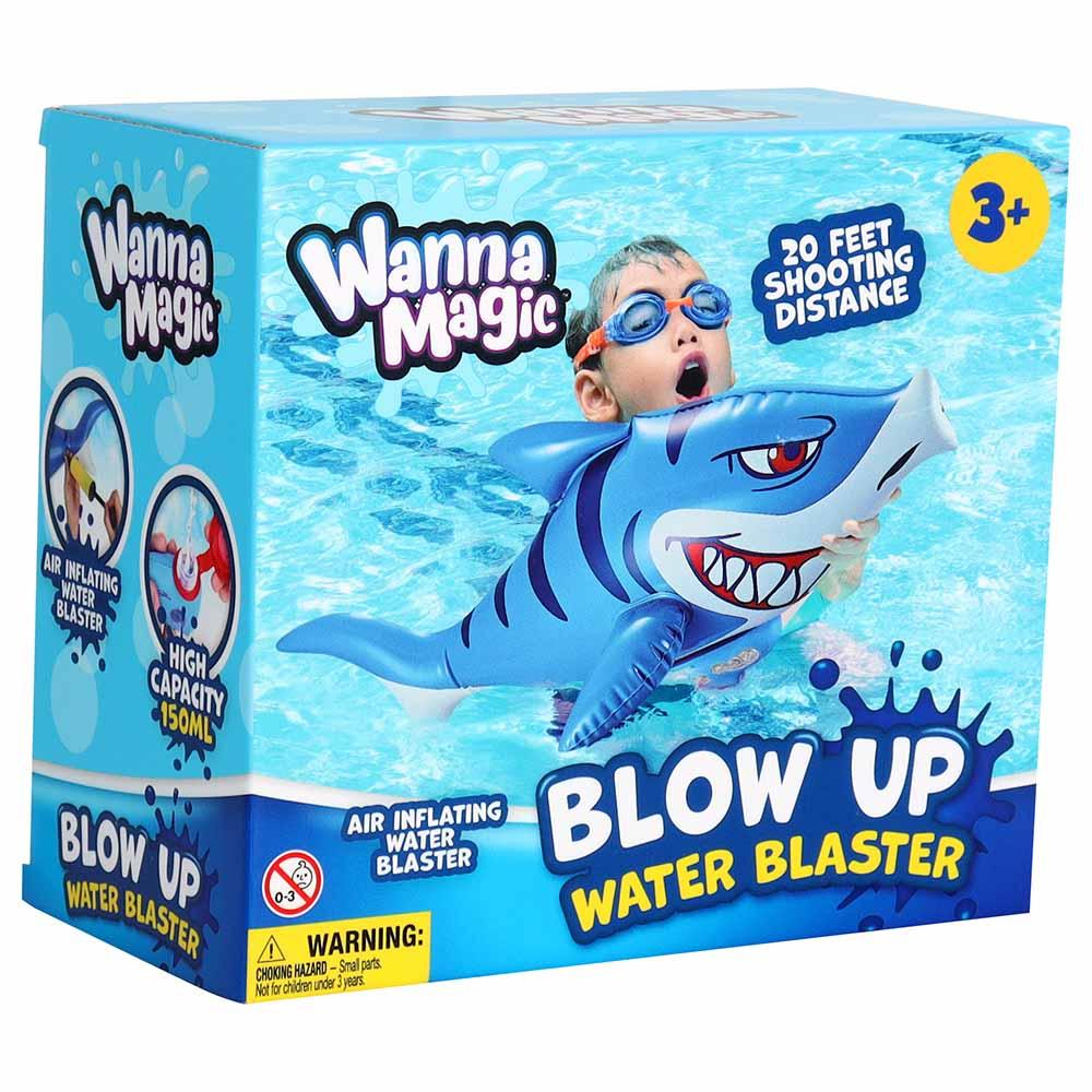 Wanna Magic - Blow Up Air Blaster Inflatable Shark Water Toy Gun - Blue
