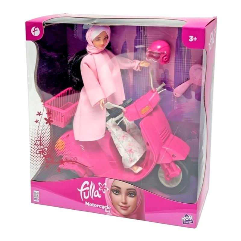 فلة - مجموعة دمية فلة مع دراجة نارية لون وردي