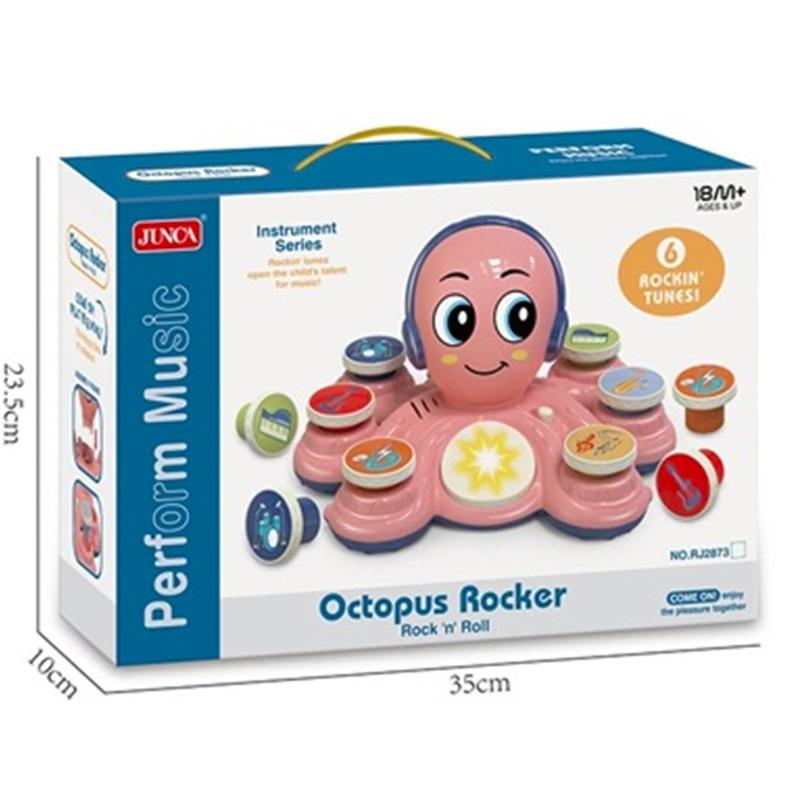 لعبة الاخطبوط التفاعلية الموسيقية لون وردي وأزرق